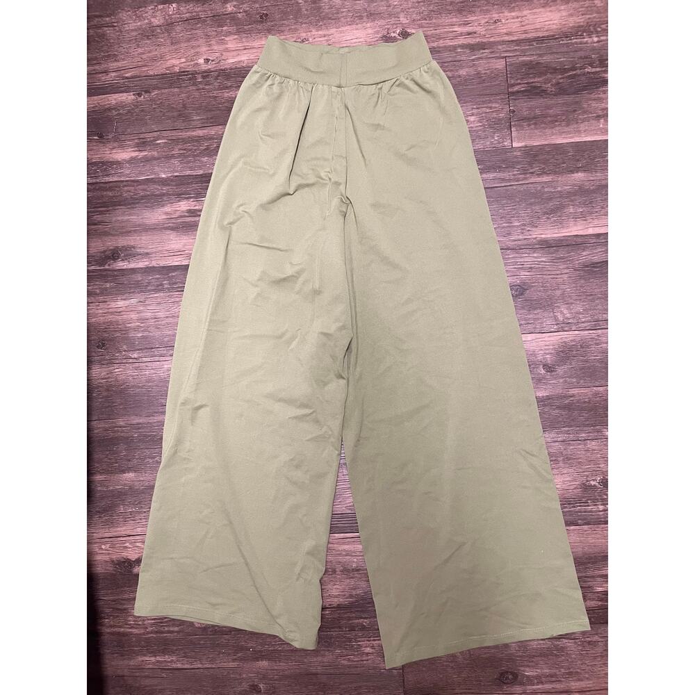 NEW OQQ High Waist Nylon Spandex Wide Leg Lounge Yoga Pants Green S Athleisure - Picture 3 of 8